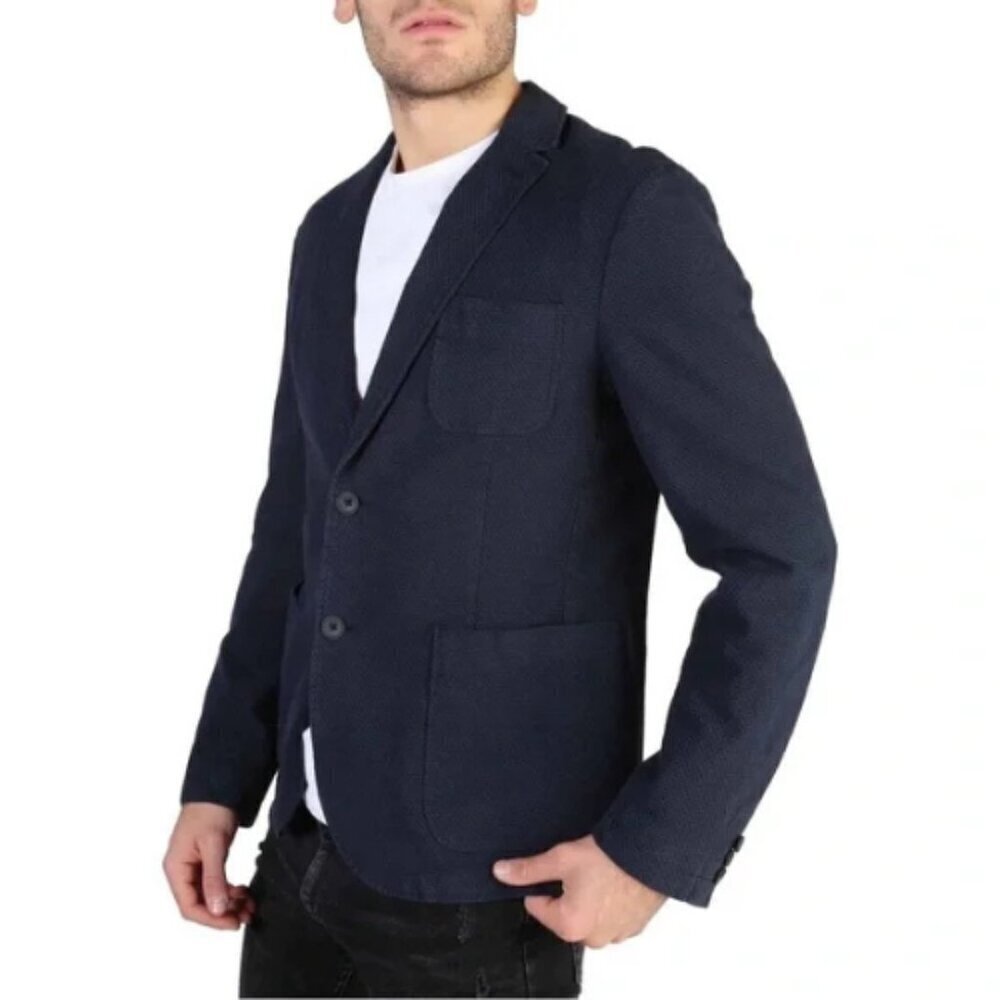 WINGS + HORNS Mens Small Navy Pique Cotton Utility Blazer